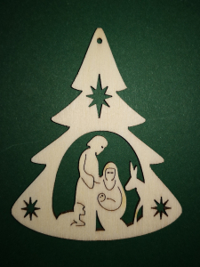 Baumhänger Tannenbaum mit "Motiv - hlg. Familie " ca. 65 x 80mm